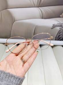 1 Pair Women's Pink Cat Eye Glasses, Metal Frame, Non-Prescription Lenses, Fashion Versatile, Suitable For Daily Wear And Decoration - Multicolor - View 5