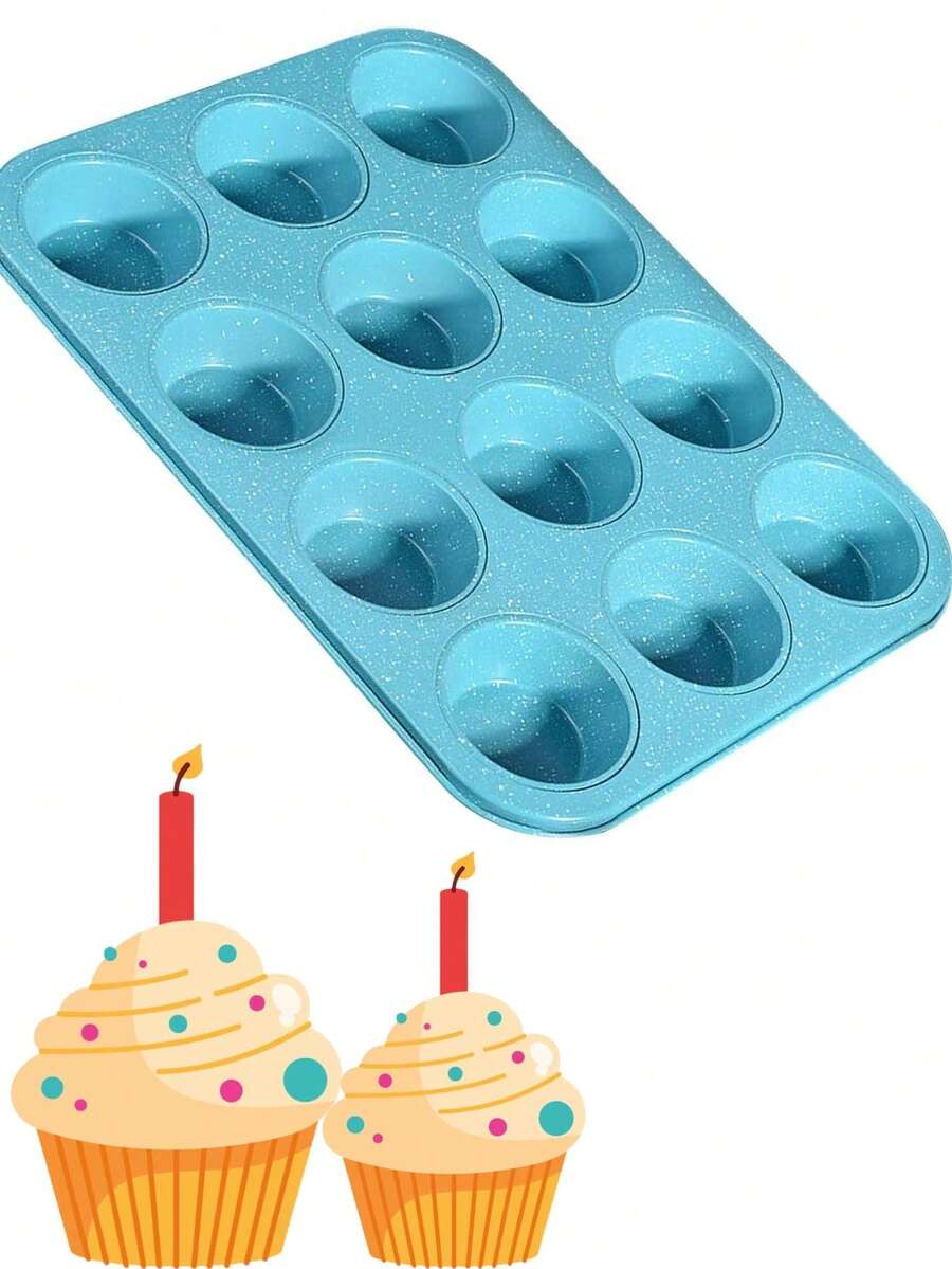 DeTODO Non-Stick Cupcake Pan For 12 Cupcakes, Muffins, And Butter Pastries - Mint Green - View 1