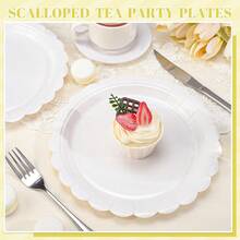 10pcs/20pcs/50pcs White Paper Plates 7 Inch White Scalloped Disposable Cake 9 Inch Dinner Plates For Wedding Babe Shower Birthday Party Supplies - White - View 6