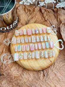 Beautizon Nailartlab 10件装多功能透明亚克力美甲展示条，彩色卡片印刷及佩戴美甲成品展示架，美甲沙龙DIY展示及拍照道具 - 彩色 - 查看 2