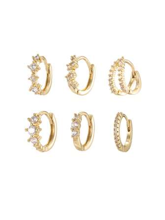 Shescity Set de 6 piezas de aretes de circonita de moda, aretes asimétricos individuales, versátiles y minimalistas elegantes, adecuados para festivales, fiestas, regalos para amigos o uso diario para damas