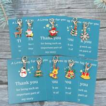 10pcs/Set Thank You Gift Set Including Cards, Christmas Themed Keychains, Charm Items Suitable For Family And Friends - Teacher's Day, Christmas, Thanksgiving, And Lucky Gifts