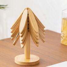 3pcs/5pcs Wooden Triangle Pad Coasters, Tree-Shaped Heat Resistant Table Mat Cup Placemat, Creative Christmas Tree Trivet Decor, Stylish, Multipurpose Decoration