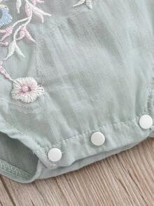 Easisim Vestido sin mangas de encaje bordado para niña bebé, mono, conjunto de verano para bebé - Verde - Ver 8
