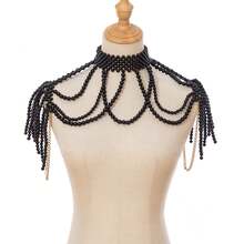 Accesorio de collar de vestido de novia marroquí hecho a mano con diseño de unicolor simple de múltiples capas, estilo de palacio vintage - Blanco - Ver 4