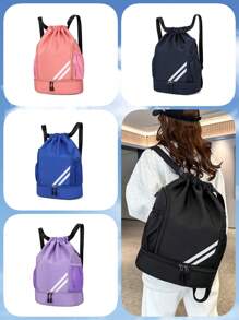 1 pieza Mochila con cordón de nailon, puede contener raqueta de bádminton, bolsa impermeable para entrenamiento de baloncesto, equipo y zapatos de fútbol, mochila ligera unisex para deportes al aire libre y fitness