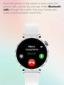 Microwear 1.32英寸全触控智能手表，适用于iOS和安卓系统，配备两条表带，支持消息通知、健身追踪、100多种运动模式、天气预报、秒表、计时器、闹钟和语音助手。 - 藍色+白色皮帶 - 查看 9