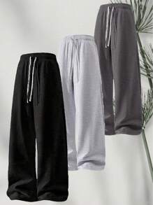 (Autumn/Winter) Baggy Pants For Running, Workout, Gym, Camping, Travel, Streetwear Fashion, Sports Pants For Men, Fashionable Athletic Breathable Knit Pants, Casual Boyfriend Style Basketball Joggers, Black