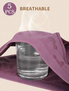 MEIYATING 5pcs/Pack Women's Seamless Striped Panties, Low-Waist Fashionable Printed, Comfortable Fit