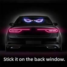 2 件智能汽车装饰灯，11 种照明模式，包括 10 种闪烁模式 + 1 种常亮，创意恶魔眼 LED 车灯，酷炫车辆显示屏，适用于卡车和汽车的 USB 插入式装饰灯，灯光优美，易于安装