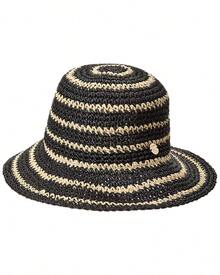 Bruno Magli Striped Crochet Straw Bucket Hat - màu đen - Xem 2