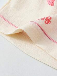 Conjunto de pijama corto con mangas cortas, estampado de moños, arrugado y con efecto globo para mujeres