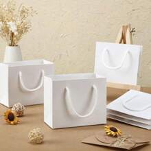 10 piezas Bolsas de regalo blancas con asas - Artesanos, organizadores de fiestas, regaladores, excelentes para bodas, cumpleaños, fiestas, manualidades, dar regalos y almacenamiento de joyas - Rosa Kraft (4 x 5 x 2 pulgadas) Bolsas pequeñas a medianas para favores de fiesta