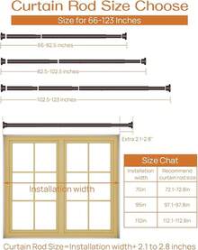 Tension Shower Curtain Rods No Drilling, 29 To 85 Inch, Spring Tension Curtain Rods For Windows, Adjustable Shower Rod For Bathroom, Heavy Duty Tension Rods Fits Various Wall Types, Black-Good - 棕色 - 查看 4