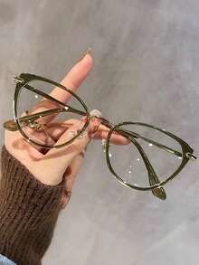 Y2k 冷茶色猫眼眼镜 女士透明眼镜配件