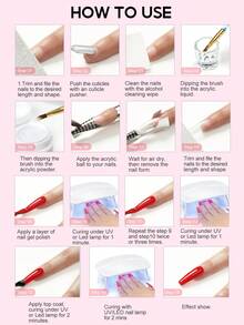 COSCELIA Acrylic Nail Kit With Drill Nail Kit Acrylic Set For Beginners With Everything Gel Polish UV Light Decorations For Home Salon Gift Set - Hoa trà Lucy - Xem 10