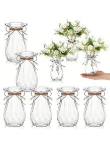 5 pièces/10 pièces Vases en plastique de style diamant de haute qualité, artisanat floral en verre transparent adapté pour divers bouquets de fleurs DIY et décoration, pour les fêtes et la décoration d'intérieur, idéal pour les tables, les tables de mariage, les décorations de fête