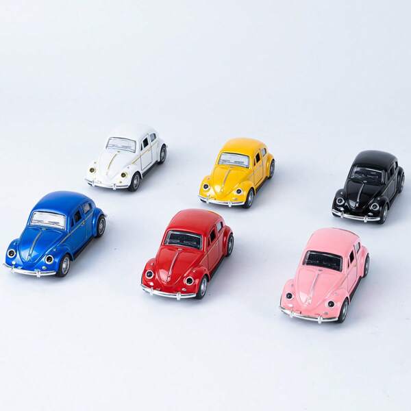 EduCiro Simulation 1:32 Alloy Classic Vintage Car Model Toy Motorcycle Ornaments Pull Back Car Model Toy Holiday Gift, Alloy Beetle Shape Retro Car Model Door Can Be Opened Car Decoration