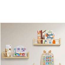 2 Pezzi di scaffali da parete sospesi, scaffali da parete, decorazione per la nursery per bambini, scaffali da parete in legno massiccio per libri, giocattoli e archiviazione di decorazioni
