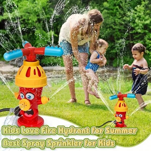 1pc Children's Fire Hydrant Faucet Sprinkler, Summer Rotating Nozzle Toy, Outdoor Water Games, Grassland Watering Artifact, Rotating Water Column Sprinkler Pipe, Suitable For Courtyard Entertainment, Automatic Sprinkler Garden Toy With Water Pipe Connection, Parent-Child Interaction, Water Game Toy Suitable For Boys And Girls Over 3 Years Old