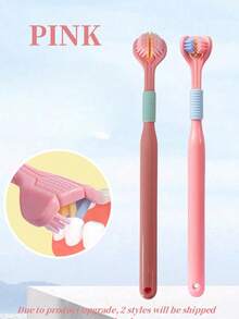 1pc/2pcs Adult Soft Bristle Triangular Toothbrush 45 Degree Angle Triple Deep Clean Oral Care Toothbrush With Tongue Cleaner - Multicolor - View 7