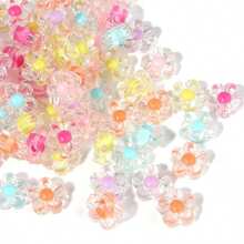 100pcs 12mm Flower Acrylic Beads Mix Candy Colors Flower Plastic Pastel Beads For DIY Crafts Braids Bracelet Earring Jewelry Making - Multicolor - View 4
