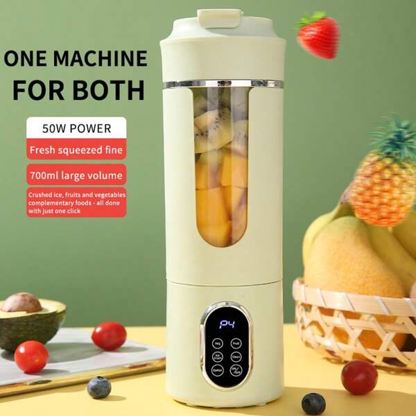 1 storcător electric reîncărcabil USB | Blender multifuncțional portabil, baterie litiu încorporată, ideal pentru stoarcere din mers, capacitate baterie: 1300mAh