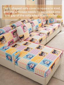 1pc Cartoon Milk Silk Sofa Cover, Universal Summer Slipcover, Elastic Backrest Protector, Suitable For Living Room Sofa Protection, L-Shaped Sofa And 1/2/3/4 Seat Sofa - Multicolor - View 9
