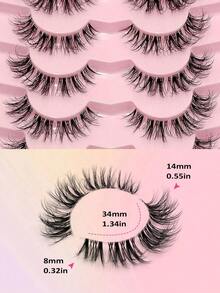 7 Pairs Natural Messy Cat Eye False Eyelashes, Transparent Band, Cat Eye Makeup Effect, Thin & Long, Extended Outer Corner, Soft & Natural Looking False Lashes - Lông mi mềm mại 2 - Xem 9