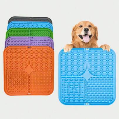 五色狗狗舔食垫、带吸盘的慢速喂食垫、缓解无聊的慢速喂食碗、用于洗澡和美容的镇静垫、缓解焦虑和暴饮暴食的宠物益智喂食垫、减压玩具、圣诞宠物礼盒