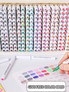 288/240/192/96色丙烯颜料马克笔套装，带收纳袋，学生艺术专业绘画软头马克笔，适用于纸张，可堆叠，可用于绘画、玻璃、防水人体彩绘，圣诞礼物，返校理想之选 - 彩色 - 查看 8