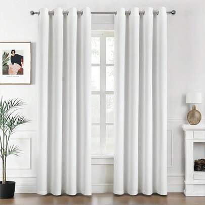 MIULEE Opaque Curtains With Eyelets, Beautiful, Soft Blackout Curtains For Darkening Rooms, Eyelet Curtains, Darkening Curtains For Living Room, Set Of 2, Beige, 225 Cm Long, 225 H X 140 W Cm Each