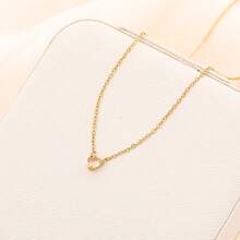 1pc Minimalist Stainless Steel 12 Birth Zodiac Birthstone Heart Pendant Necklace, Monthly Stone
