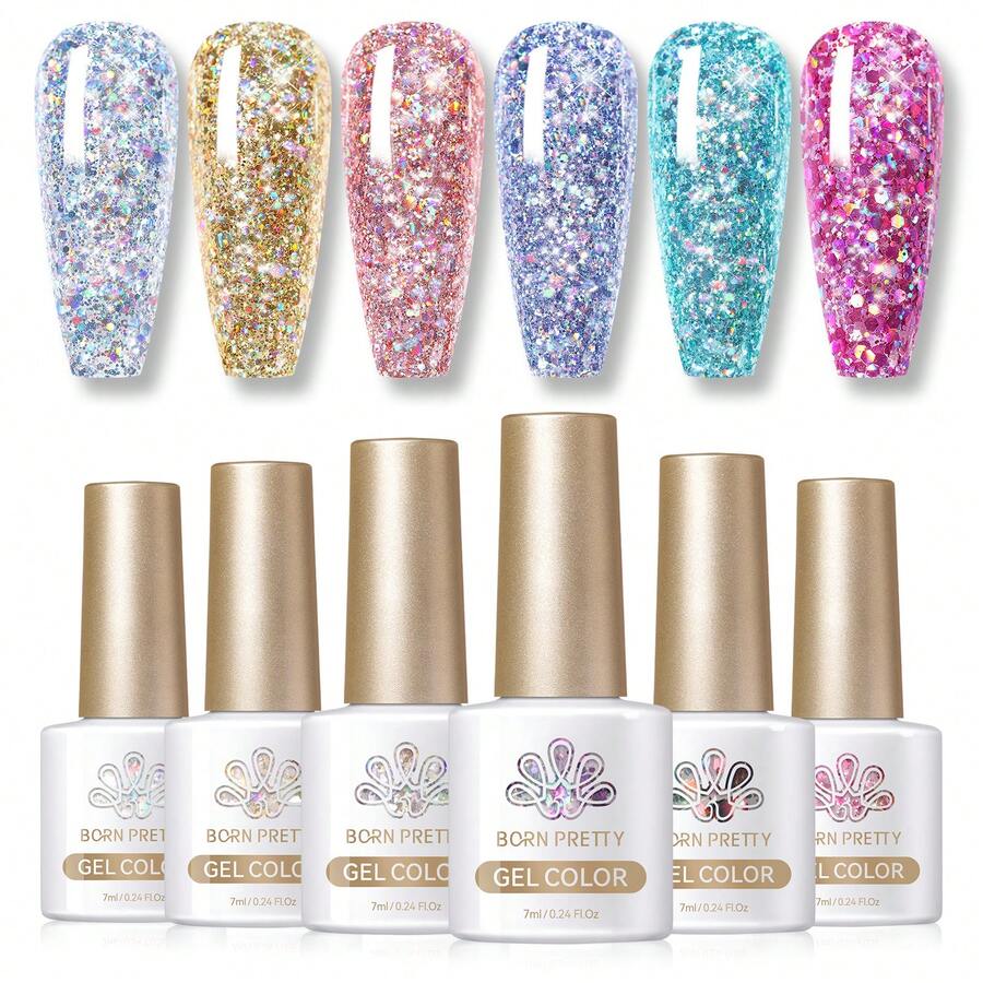 Esmaltes de uñas - Serie de gel de uñas con purpurina - Ver 1