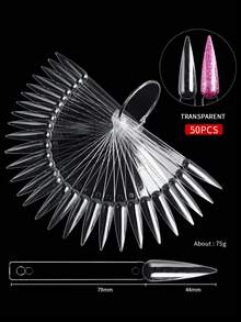 50 de autocolante pentru exersarea unghiilor, bețișoare transparente pentru cartela de culoare a unghiilor cu inele, autocolante pentru unghii în formă de evantai, bețișoare pentru mostre de unghii false, afișaj culori unghii, placă transparentă, pentru prezentarea modelelor de unghii - Multicolor - Vizualizare 14