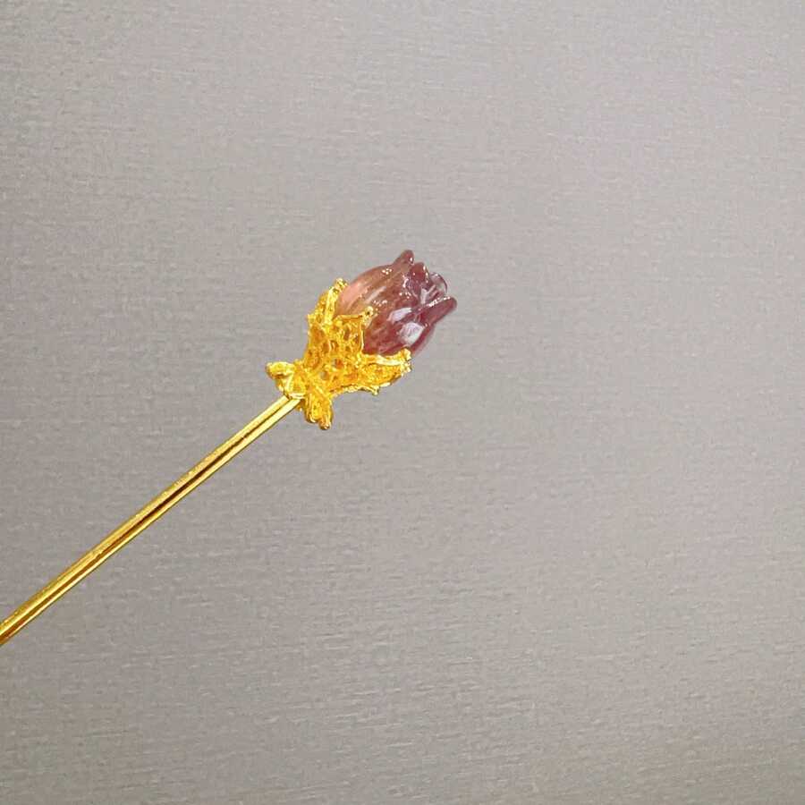 Hair Pins - 瑩石草莓紅 - 查看 1