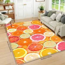 1 件夏季新鲜橙子和柠檬片水果印花门垫，柔软防滑吸水可机洗矩形短绒地毯，家居装饰地毯，适用于浴室、卧室、厨房、洗衣房 - 彩色 - 查看 15