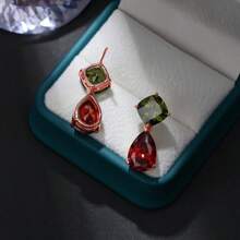 JOJELOO 1 Pair Fashion Colorful Zirconia Stud Earrings, Minimalist & Earrings Design