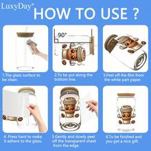 12 قطعة / مجموعة من أوراق نقل التغليف بطبعات شخصيات القهوة الجميلة ذات سعة 16 أونصة، قابلة للطباعة بتقنية DTF UV، لاستخدامها في أكواب وزجاجات DIY، مقاومة للماء ومتينة، مع تصاميم متنوعة - متعدد الألوان - مشاهدة 7