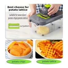 1 蔬菜洋葱切碎机、多功能切菜机、配料处理工具、带沥水篮的洋葱切碎机、带容器的胡萝卜蒜蓉切碎机、厨房小工具、厨房配件，适用于家庭/餐厅快速