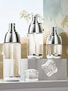 真空密封喷雾瓶，按压式喷雾瓶，化妆品面部喷雾器，旅行便携式保湿霜可补充喷雾容器，高端旅行套装，可携带上飞机，精华泵瓶，化妆品容器 - 彩色 - 查看 1