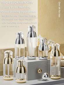 真空密封喷雾瓶，按压式喷雾瓶，化妆品面部喷雾器，旅行便携式保湿霜可补充喷雾容器，高端旅行套装，可携带上飞机，精华泵瓶，化妆品容器 - 彩色 - 查看 3