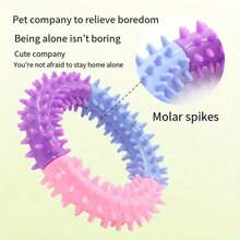1pc,Color-Blocked Dog Chew Ring - Bite Resistant, Durable Rubber Puppy Teething Toy With Molar Spikes & Multi-Color Spikes - Anxiety Relief For Strong Chewers