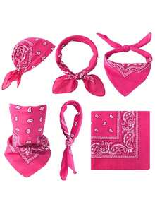 1pc Unisex Cashew Print 21.65" X 21.65" Bandana, Versatile For Outdoor Cycling, Neck Warmer, Headwrap For Dress - Hot Pink - View 11