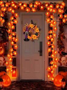 1pc Halloween Maple Leaf String Lights, Maple Leaf Wreath Lights, Halloween, Thanksgiving And Autumn-Themed Decorative Light Strings, Suitable For Halloween Decoration, Autumn-Style Decoration, Living Room, Bedroom And Dining Table Decoration, Outdoor Courtyard Decorative Lights, Festival Ornaments Home Decor Fall Decor Room Decor Autumn Decor