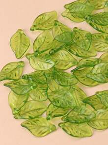 100 件透明绿叶 DIY 珠宝配件 - 淺綠色 - 查看 2