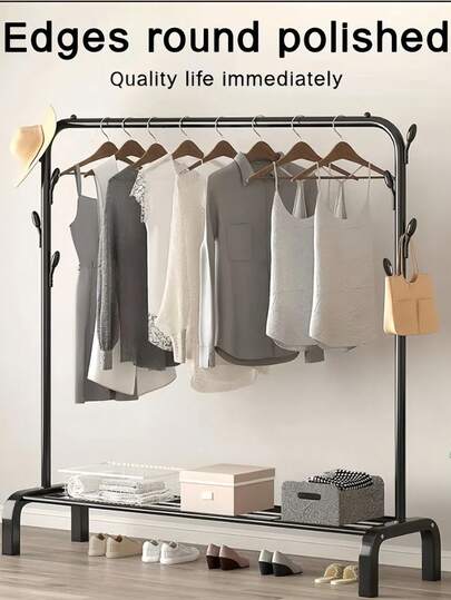 1 étendoir à vêtements pliable simple noir, étendoir à vêtements portable en métal avec double crochet, design compact et rangement, finition noire élégante, idéal pour la maison, le bureau, une armoire, un séchoir à vêtements, un balcon, un porte-manteau, une chambre à coucher, peu encombrant.