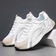 Men's Breathable Mesh Sports & Casual Shoes, Soft Sole Wear-Resistant Running Sneakers - White Card - View 5