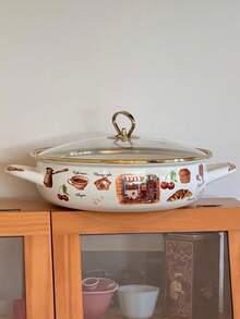 1 Set Of 27 Cm Enamelware, Including Baking Tray, Warming Pot, Soup Pot, Cooking Pot And Seafood Pot, Suitable For Restaurants, Homes, Living Rooms And Kitchens. Very Suitable For Bread, Turkey, Cheese Bread, Pizza, Seafood And Shredded Rice. - Seafood Hot Pot - View 3