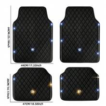 Bling Car Floor Mats, PVC Leather Anti-Slip Automative Floor Mats With Shining Diamond Rhinestone Crown, Sparkly Glitter Crystal Carpet, Universal Fit Automotive SUV, Sedan, Van, 4pcs For Girl Woman And Man - Black - View 2